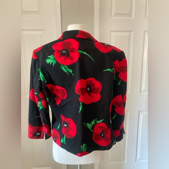 Carlisle Women's Blazer Floral Red Poppy Size 12 Dark Moody Bloomcore Unique - Picture 4 of 8